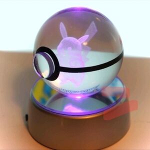 3D Pikachu Crystal Ball LED Light Base | 50mm Pokemon Gift Decoration